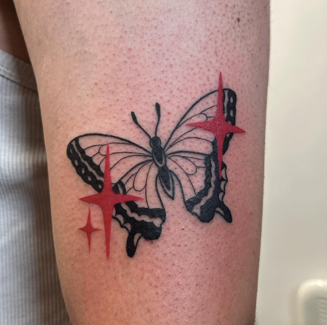 black and red Butterfly tattoo